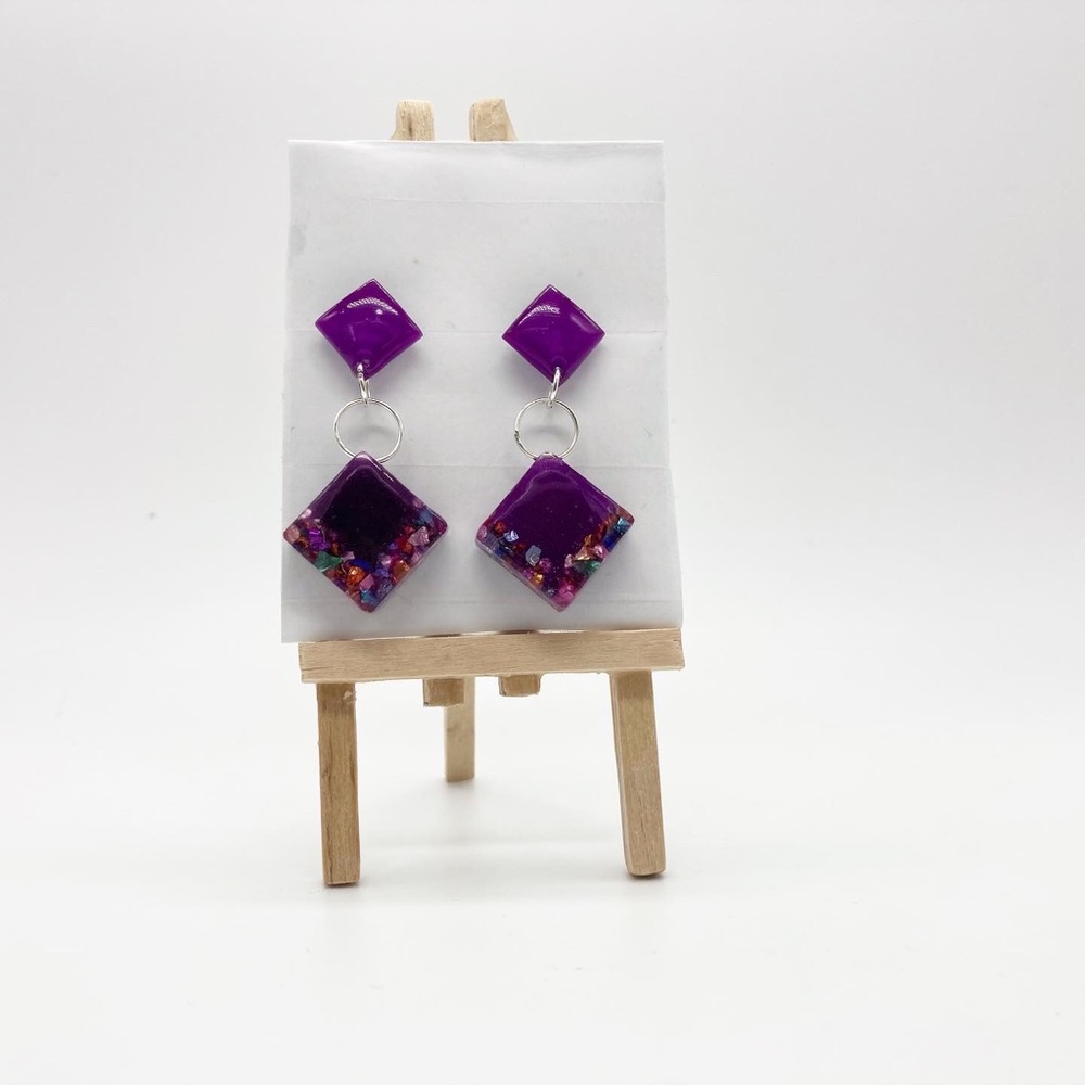 Purple Square Studs